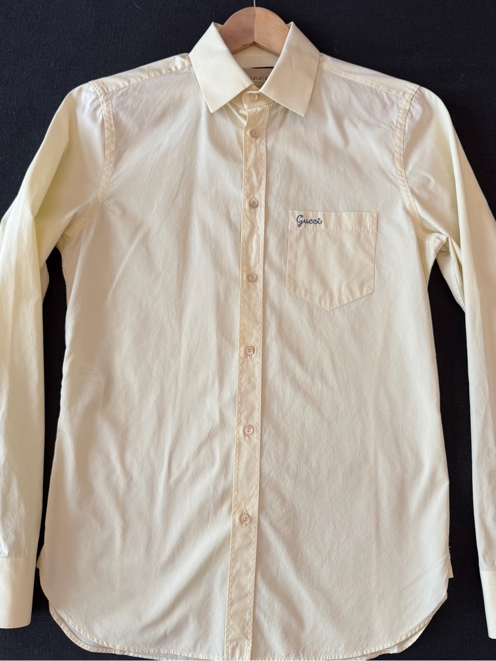 Gucci Men's Cream/Yellow Long-Sleeve Button down dress Shirt